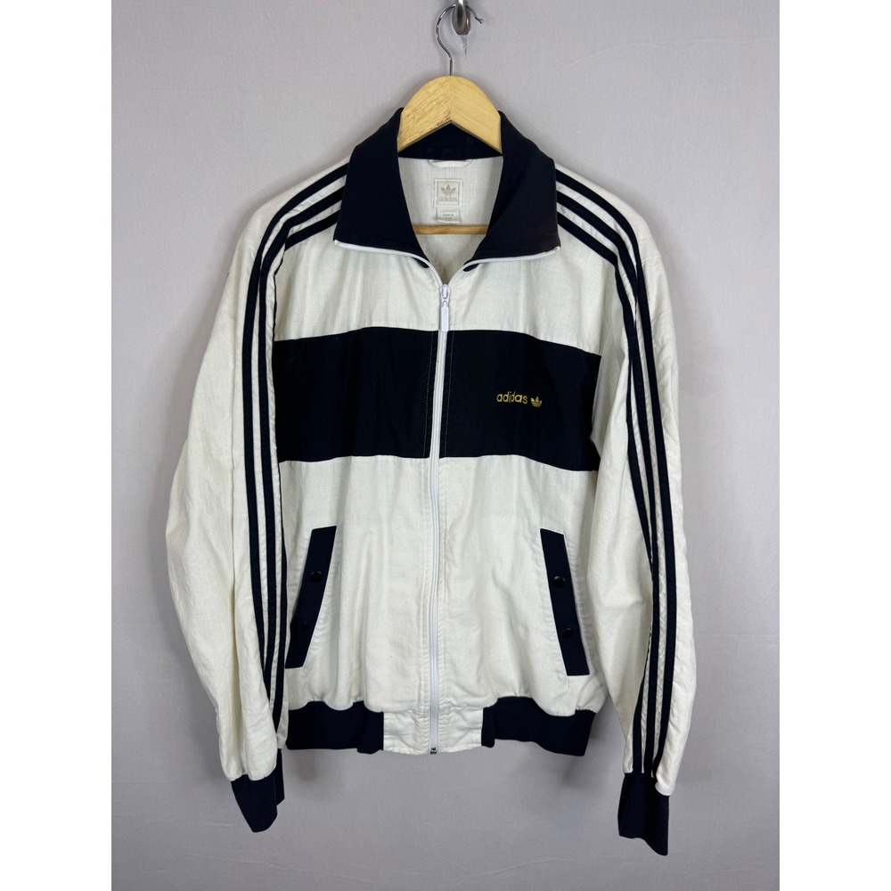 Adidas Grun World Map Linen Blend Track Jacket White Black Rare‎ Mens Large